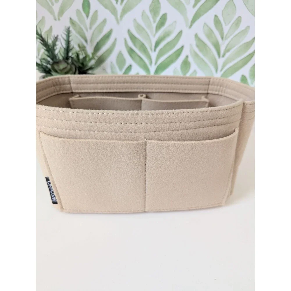 Beige Felt Handbag Organizer Insert - Neutral Purse Storage Opposhe